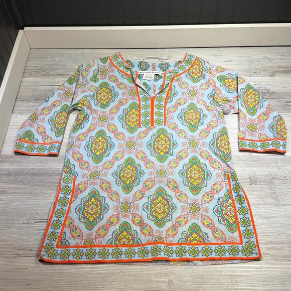 Gretchen Scott Designs Tops - Gretchen Scott Split Neck Patterned Tunic Womens Sz S‎